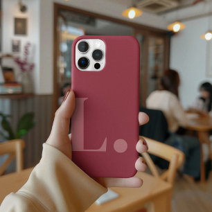 Red Monogram Letter Simple Colour Minimalist Style iPhone 15 Pro Case