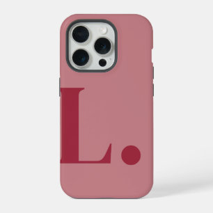 Red Monogram Letter Simple Colour Minimalist Style iPhone 15 Pro Case