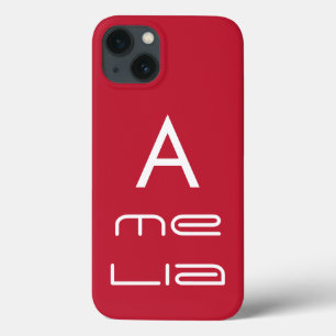 Red Monogram Name Personalised Modern iPhone 13 Case