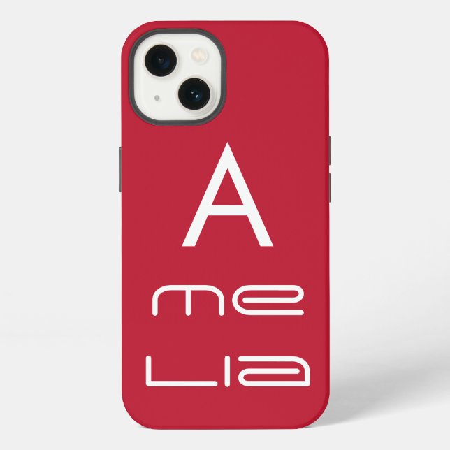 Red Monogram Name Personalised Modern iPhone Case (Back)