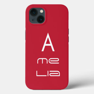 Red Monogram Name Personalised Modern iPhone 13 Case