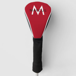 Red Monogram Personalised Modern Driver Golf Head Cover