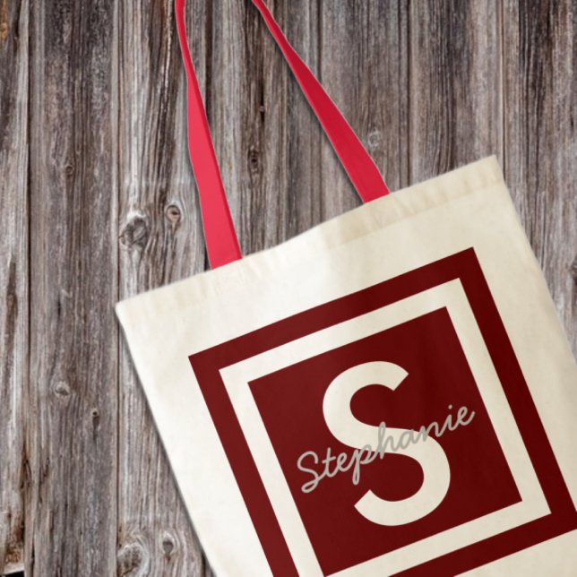 Red Monogram Personalised Tote Bag (Creator Uploaded)