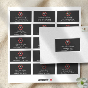 Red Monogram Poker Chip Casino Wedding Address
