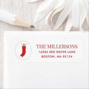 Red Monogram Stocking Holiday Return Address Label
