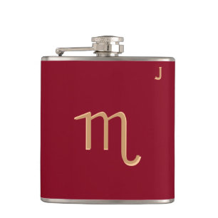 Red Monogrammed Flask - Zodiac - Scorpio