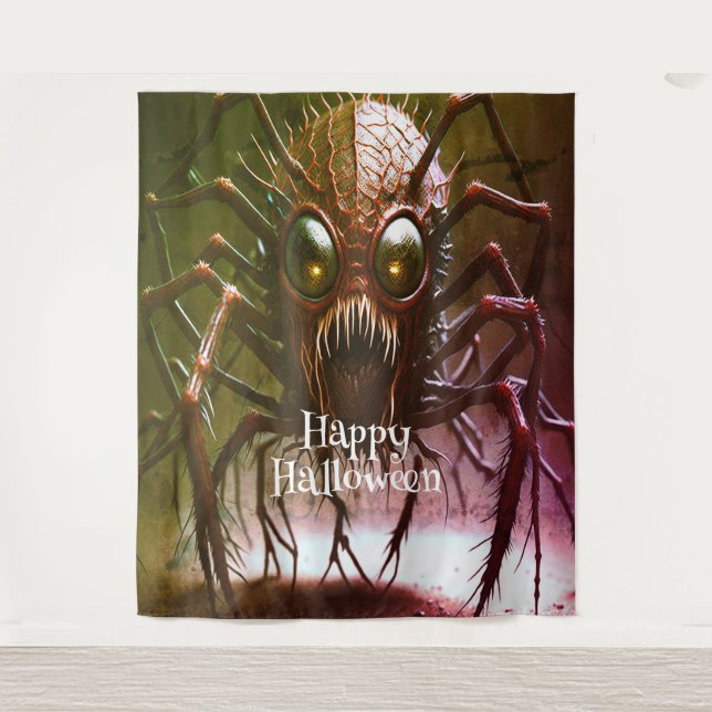 Red Monster Halloween Backdrop Tapestry (Front)