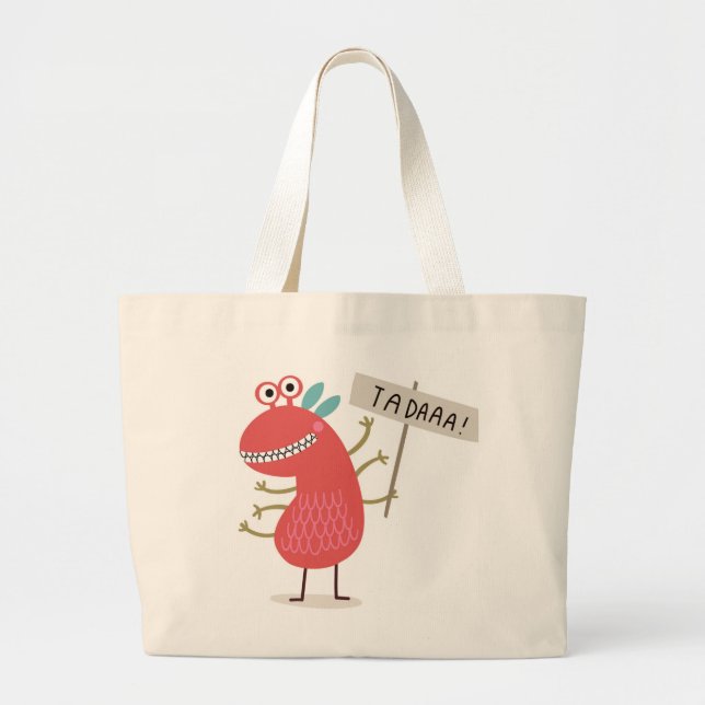 RED MONSTER TA DAAA! PERSONALIZED Tote Bag (Front)