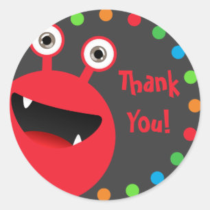 Red Monster Thank You Stickers