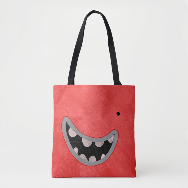 red monster tote bag (Front)