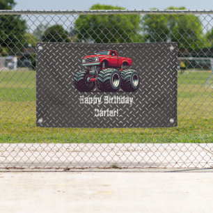 Red monster truck banner