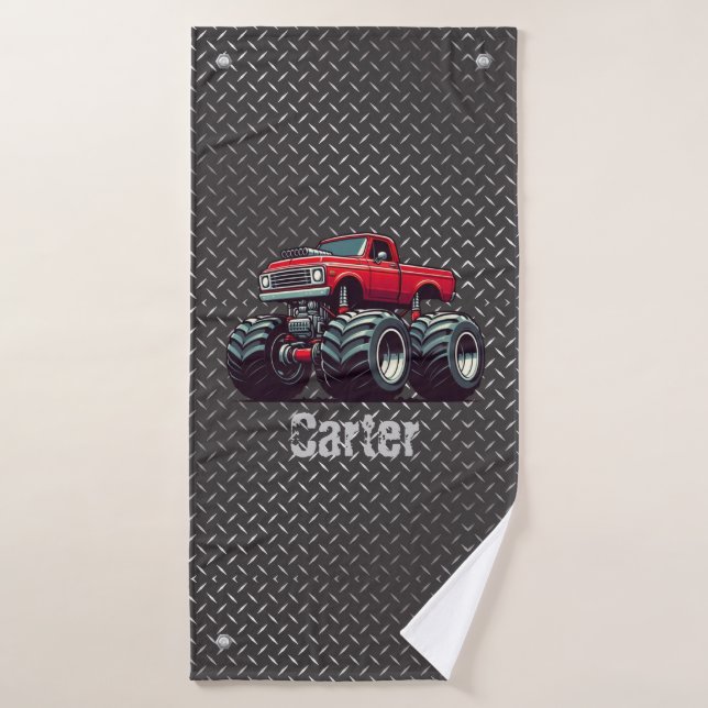 Red monster truck  bath towel (Bath Towel)