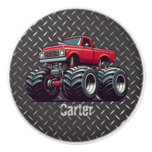 Red monster truck ceramic knob