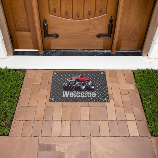 Red monster truck  doormat (Outdoor)