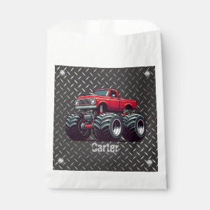 Red monster truck  favour bag