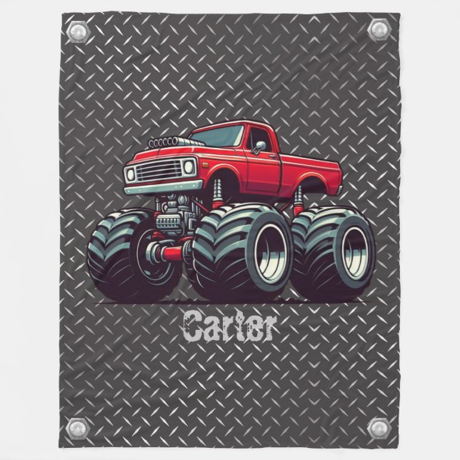 Red monster truck  fleece blanket (Front)
