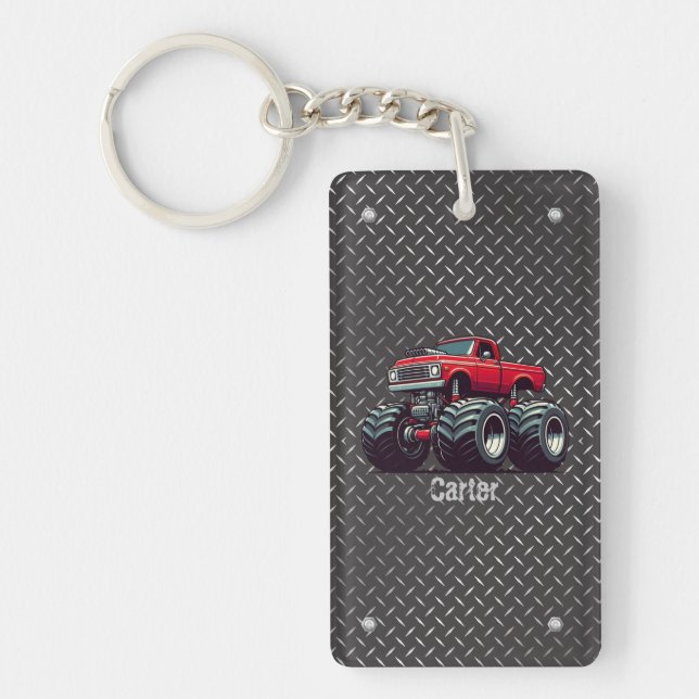 Red monster truck  key ring (Front)