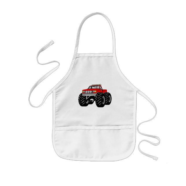 RED MONSTER TRUCK KIDS APRON (Front)