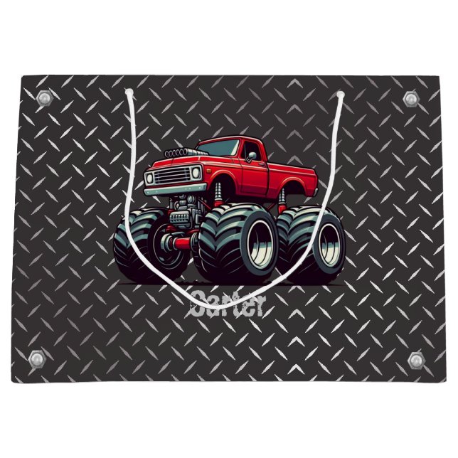Red monster truck  large gift bag (Front)
