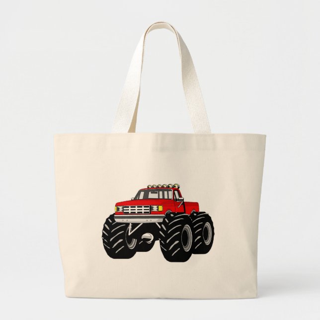 RED MONSTER TRUCK LARGE TOTE BAG (Front)