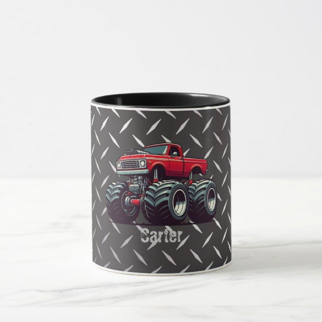 Red monster truck  mug (Center)