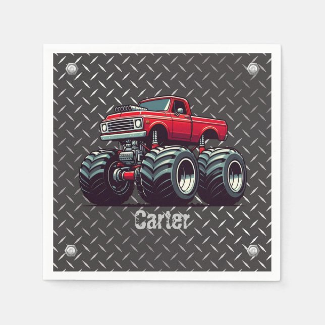 Red monster truck  napkin (Front)