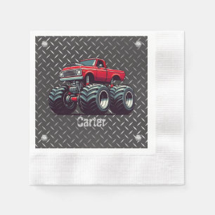 Red monster truck napkin