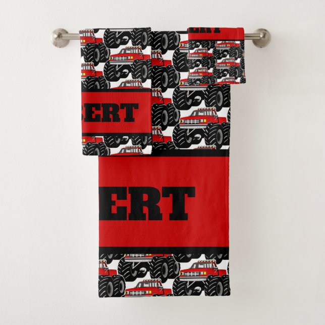 Red Monster Truck: ROBERT Bath Towel Set (Insitu)