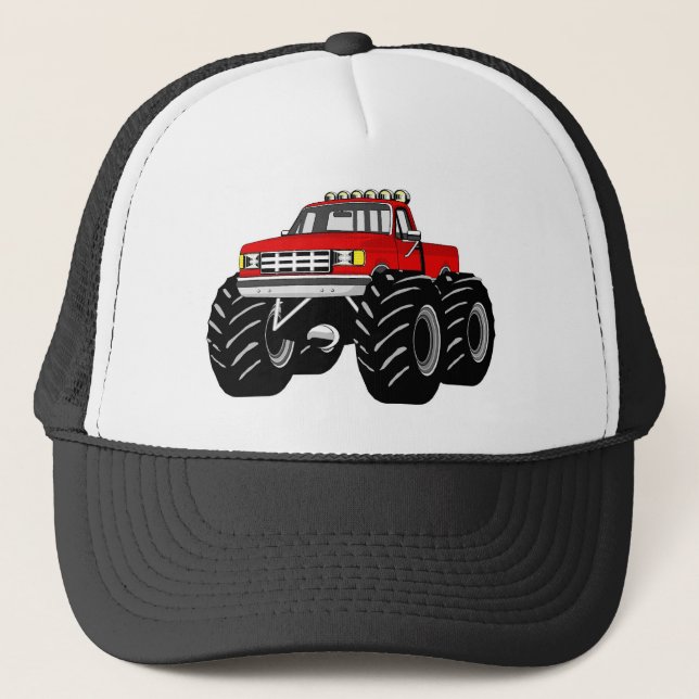 RED MONSTER TRUCK TRUCKER HAT (Front)