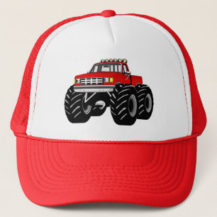 RED MONSTER TRUCK TRUCKER HAT