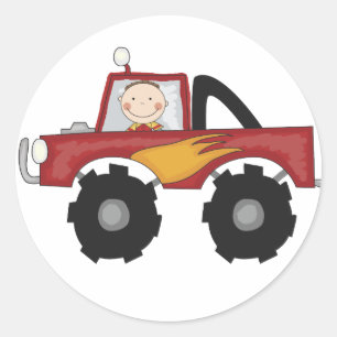 Red Monster Truck Tshirts and Gifts Classic Round Sticker