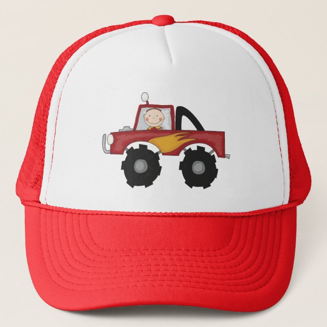 Red Monster Truck Tshirts and Gifts Trucker Hat (Front)