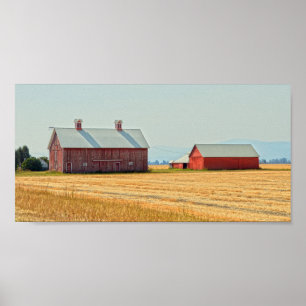 Red Montana Barns Poster
