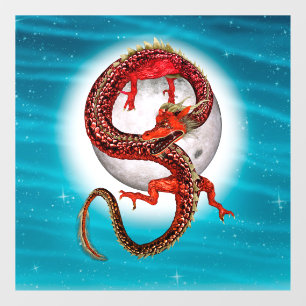 Red Moon Dragon Celestial Fantasy Art