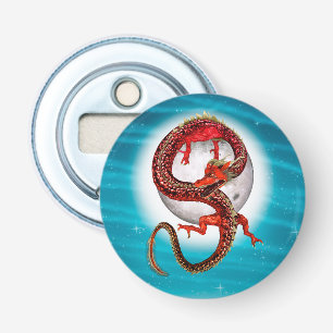 Red Moon Dragon Celestial Fantasy Art Bottle Opener