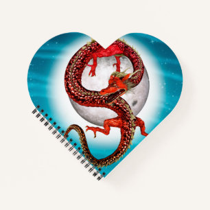 Red Moon Dragon Celestial Fantasy Art Notebook