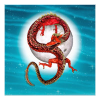 Red Moon Dragon Celestial Fantasy Art