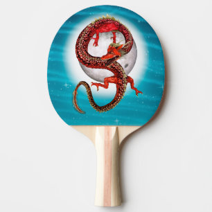 Red Moon Dragon Celestial Fantasy Art Ping Pong Paddle