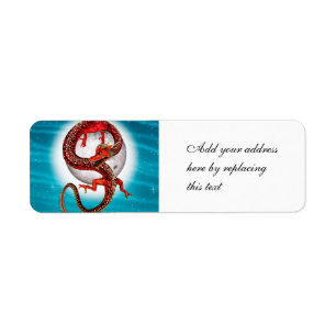 Red Moon Dragon Celestial Fantasy Art Return Address Label