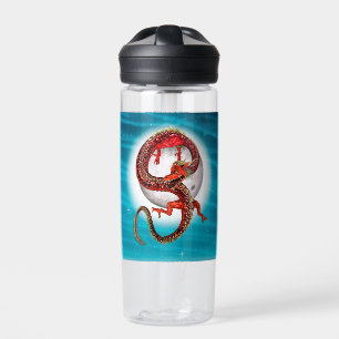 Red Moon Dragon Celestial Fantasy Art Water Bottle