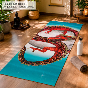 Red Moon Dragon Celestial Fantasy Art Yoga Mat