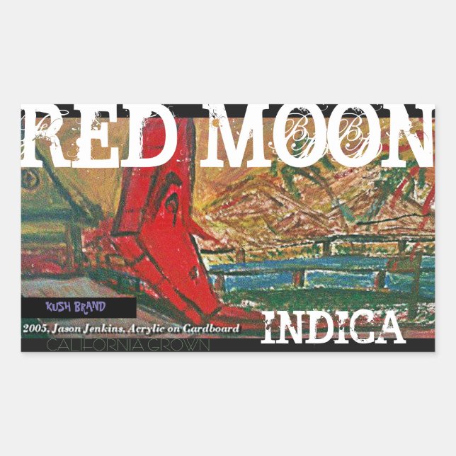 RED MOON INDICA RECTANGULAR STICKER (Front)