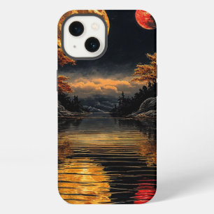 Red Moon Over Water Romantic Night Sky Aesthetic iPhone 13 Case
