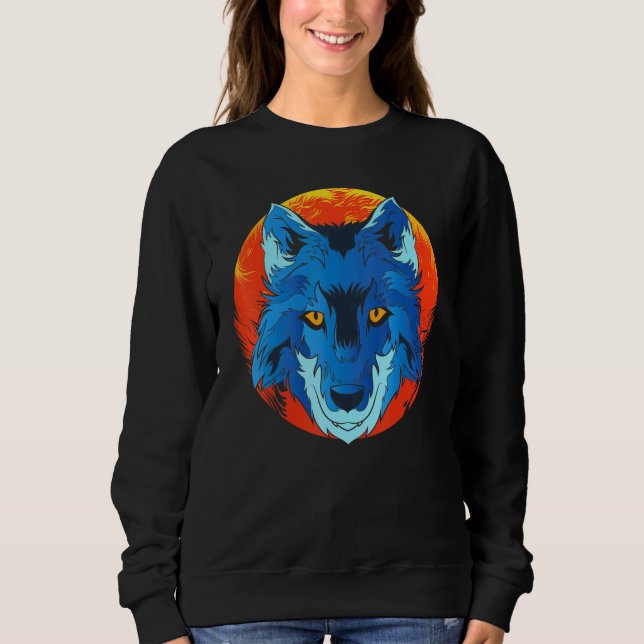 Red Moon Predator Forest Animal Wolf Sweatshirt (Front)