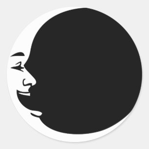 Red Moon Purple Moon Green Moon White Laughing Man Classic Round Sticker