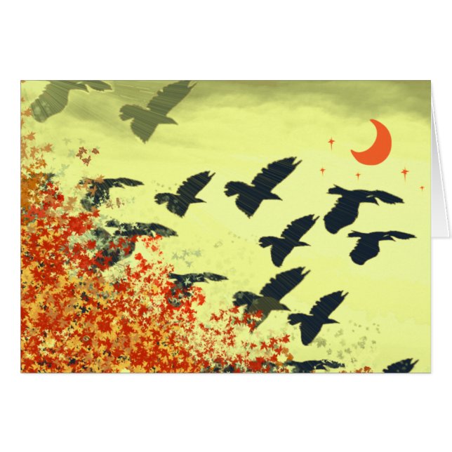 Red Moon Rising Birds Flying  (Front Horizontal)