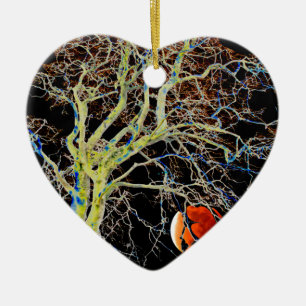 Red Moon Rising Ceramic Tree Decoration