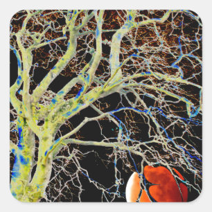 Red Moon Rising Square Sticker