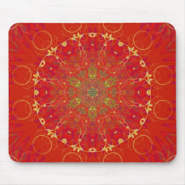 Red Moon Sun Mandala Mousepad (Front)