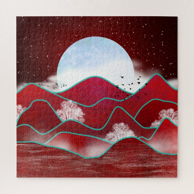 Red Moonrise Jigsaw Puzzle (Vertical)